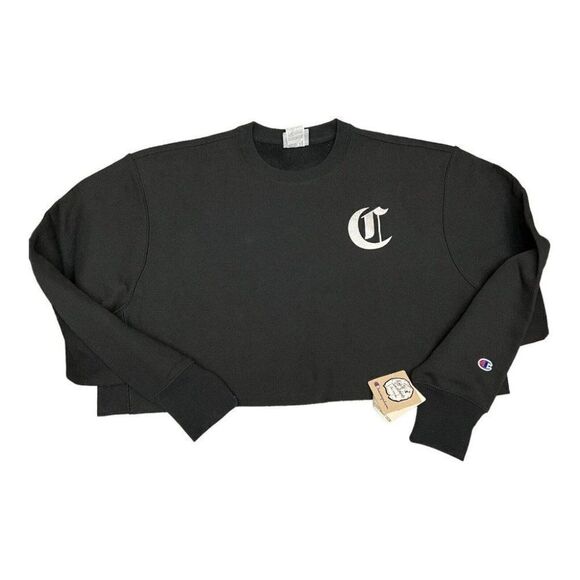 Champion WMNS XL‎ Sweatshirt Crop Cut Off Reverse Weave Crew Old English Fall - Picture 10 of 11